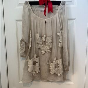 Elegant Beige Floral Women's Top